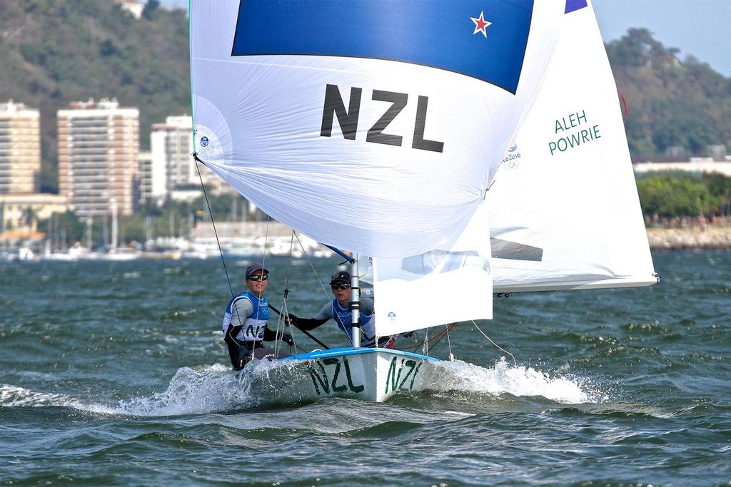 Jo Aleh and Polly Powrie on their way to winning the Silver medal - 2016 Sailing Olympics © Richard Gladwell www.photosport.co.nz